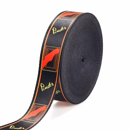 Maßgeschneidertes Jacquard-Muster aus gewebtem Polyesterband mit Wärmeübertragungsdruck