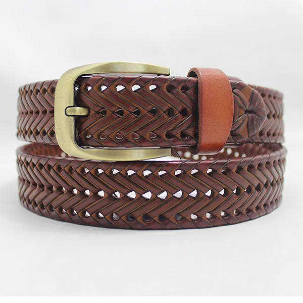 Herrengürtel, Leder, Nadelschnalle, reines Rindsleder, Freizeit, koreanischer Herren-Jeansgürtel (35-801B)